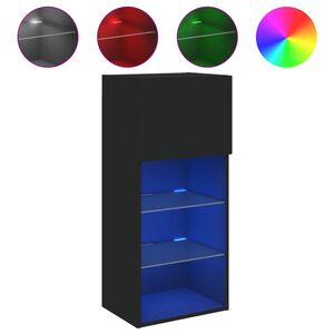 vidaXL TV skapītis ar LED apgaismojumu, melns, 40,5x30x90 cm
