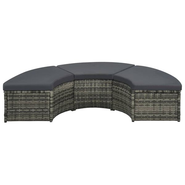 vidaXL 7-daļīgs dārza atpūtas mēbeļu komplekts ar matračiem, pelēks PE