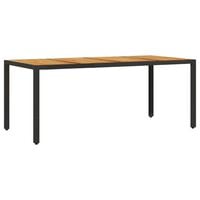 vidaXL dārza galds ar akācijas virsmu, melns, 190x90x75 cm, PE pinums