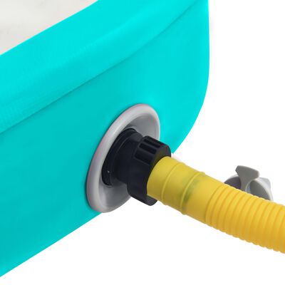 vidaXL piepūšams vingrošanas paklājs ar pumpi, 600x100x20 cm, zaļš PVC
