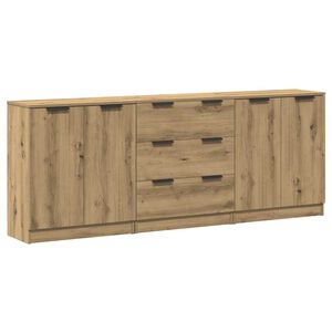 vidaXL bufetes 3 gab amatnieka ozola 60x30x70 cm inženierijas koks