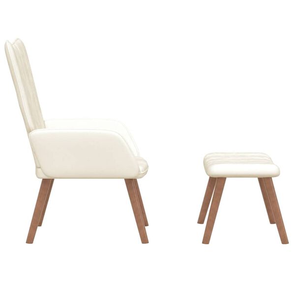 vidaXL atpūtas krēsls ar kāju balstu, krēmbalts samts