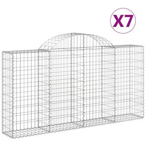 vidaXL arkveida gabiona grozi, 7 gb., 200x30x100/120cm, cinkota dzelzs