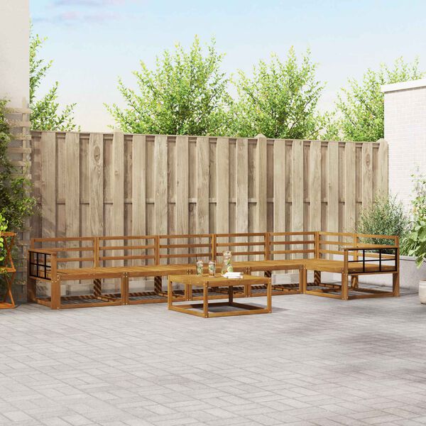 vidaXL Āra dīvānu komplekts 7 pcs Dabiska Cietā akācijas koks