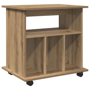 vidaXL plaukts ar riteņiem, koka krāsa, 60x45x60 cm, inženierijas koks