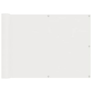 vidaXL Balkona ekrāns Balts 75 x 200 cm PU pārklāts Oksfords alu