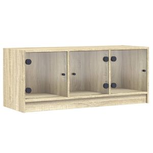 vidaXL TV skapītis ar stikla durvīm, ozola krāsa, 102x37x42 cm