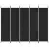 vidaXL 5-paneļu istabas aizslietnis, 250x200 cm, melns audums