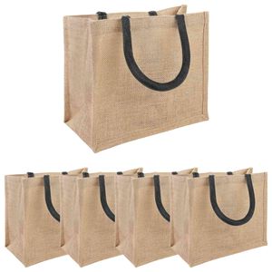 vidaXL Džutas somas 5 Dabiska un melna 26 x 22 x 14 cm
