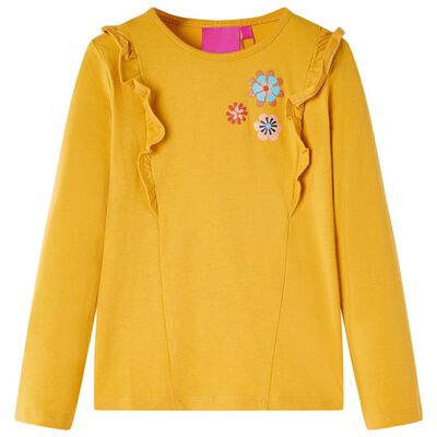 Bērnu krekls ar garām piedurknēm, dzeltenbrūns, 92