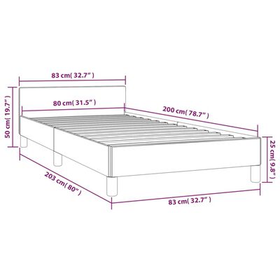 vidaXL gultas rāmis ar galvgali, kapučīno, 80x200 cm, mākslīgā āda