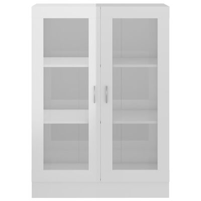 vidaXL vitrīna, spīdīgi balta, 82,5x30,5x115 cm, skaidu plāksne