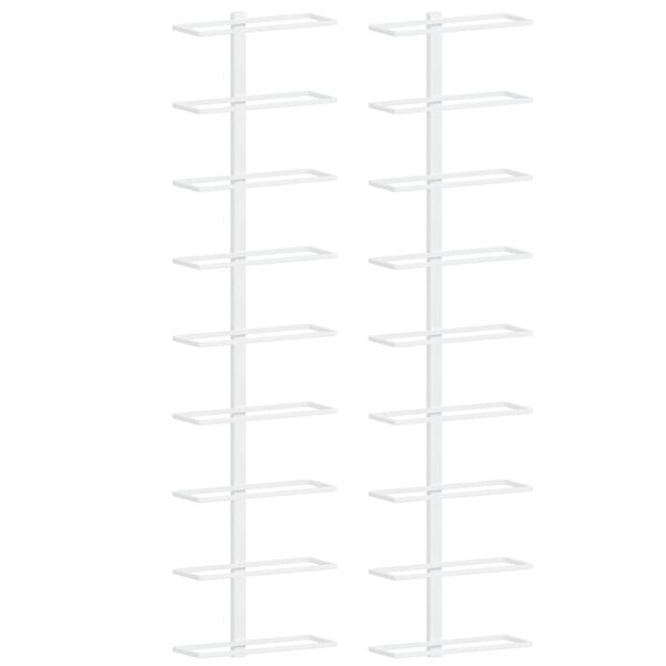 vidaXL vīna pudeļu sienas plaukti 9 pudelēm, 2 gab., balti, dzelzs