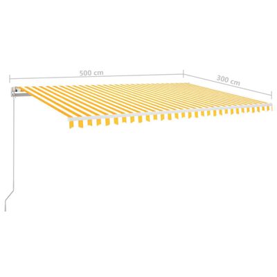 vidaXL izvelkama markīze, 500x300 cm, manuāla, dzeltena un balta