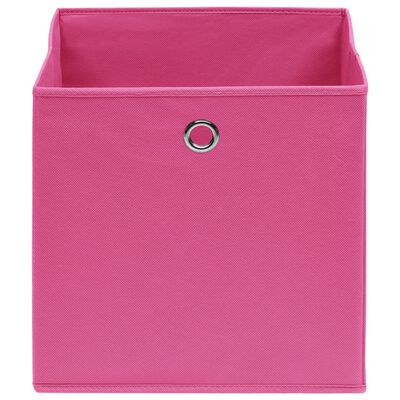 vidaXL uzglabāšanas kastes, 10 gab., rozā, 32x32x32 cm, audums