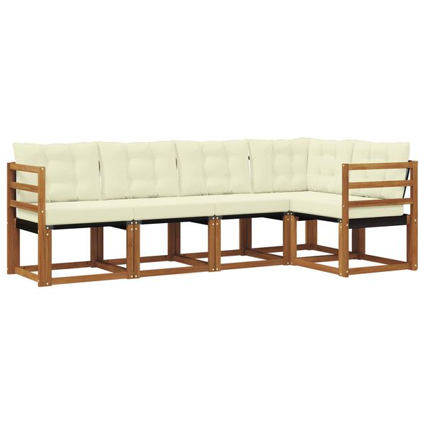 vidaXL Āra dīvānu komplekts ar spilvenu 5 pcs Dabīgs un melns