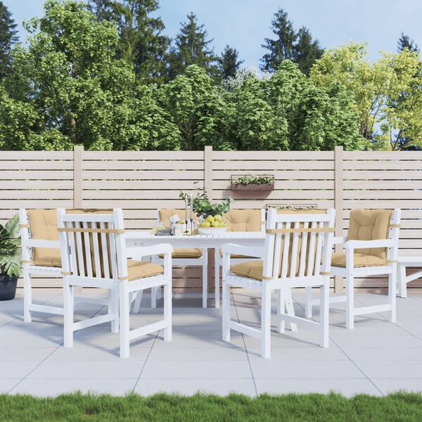 vidaXL dārza krēslu spilveni, 6 gab., bē&scaron;i, 100x50x7 cm, audums