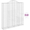 vidaXL arkveida gabiona grozi, 10gb., 200x30x200/220cm, cinkota dzelzs