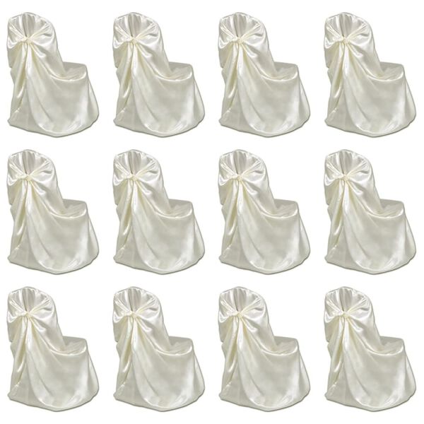 vidaXL krēslu pārvalki kāzu banketiem, 12 gab., krēmkrāsas