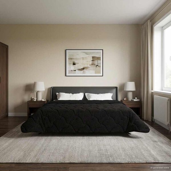 vidaXL Pilnas gada sega Melna 200 x 220 cm Mikrofibra un Teddy vilna