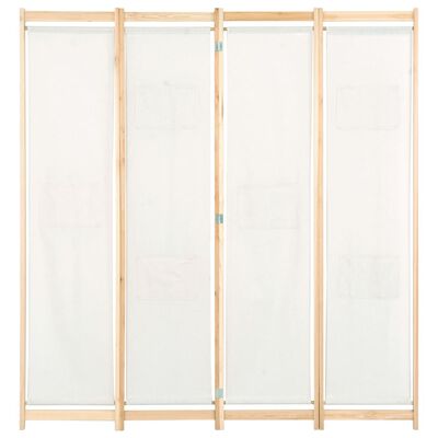 vidaXL 4-paneļu istabas aizslietnis, 160x170x4 cm, krēmkrāsas audums