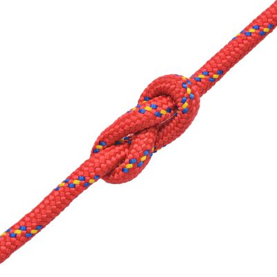 vidaXL pietauvošanās virve, polipropilēns, 10 mm, 250 m, sarkana