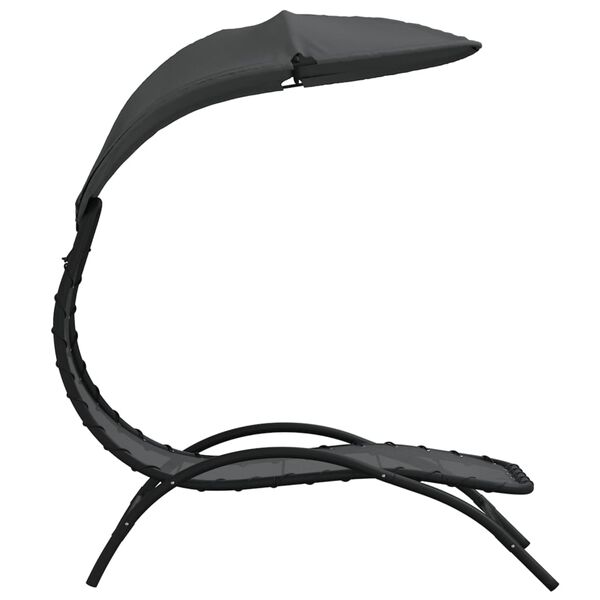 vidaXL sauļošanās zvilnis ar jumtu, tumši pelēks, 167x80x195cm, audums