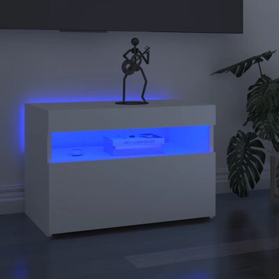 vidaXL TV galdiņš ar LED lampiņām, 60x35x40 cm, balts