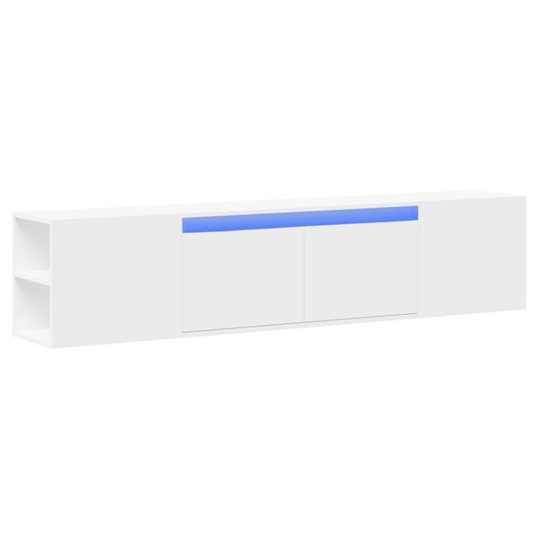 vidaXL TV sienas plaukts ar LED, balts, 180x31x39,5 cm