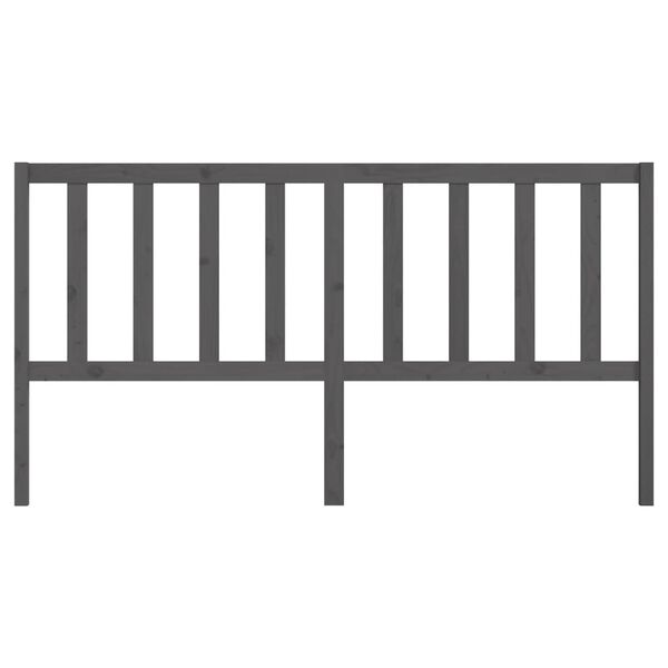 vidaXL gultas galvgalis, pelēks, 206x4x100 cm, priedes masīvkoks