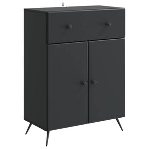vidaXL Puse ar atvilktni Melns 66 x 34,5 x 90 cm Inženierijas koks