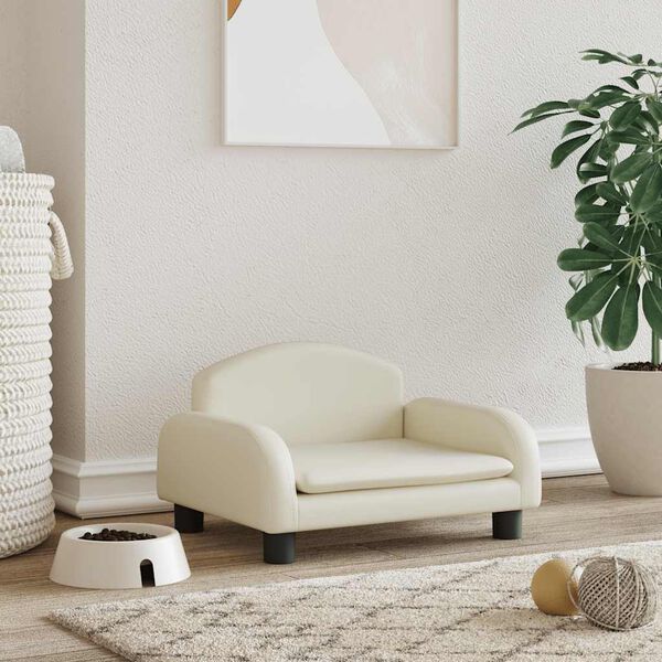 vidaXL gulta suņiem, krēmkrāsas, 50x40x30 cm, mākslīgā āda