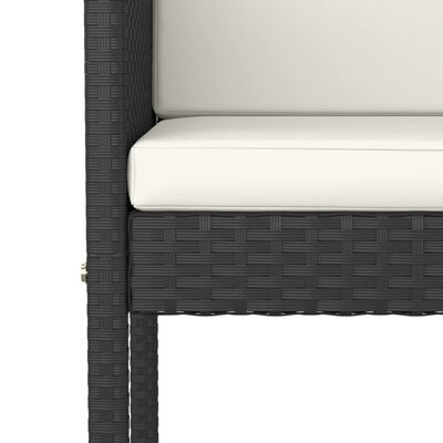 vidaXL bāra krēsli ar matračiem, 4 gab., melna PE rotangpalma