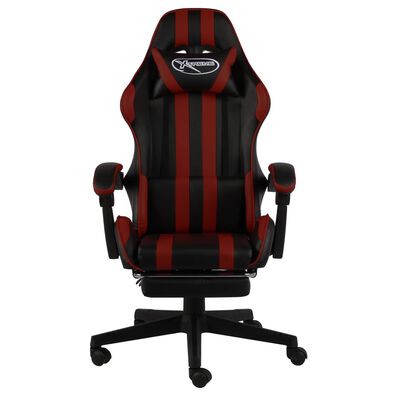 vidaXL biroja krēsls ar kāju balstu, melna un vīnsarkana mākslīgā āda