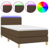 vidaXL atsperu gulta ar matraci, LED, tum&scaron;i brūns audums, 100x200 cm