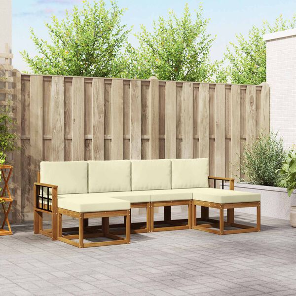 vidaXL Āra dīvānu komplekts ar spilvenu 6 pcs Dabisks un krējuma