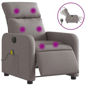 vidaXL elektrisks masāžas krēsls, atgāžams, pelēkbrūns audums