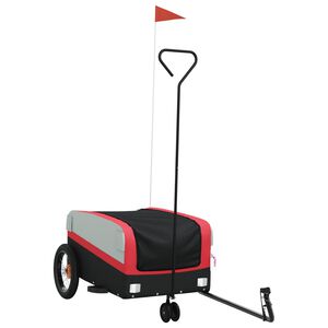 vidaXL velosipēda piekabe, 30 kg, melna un sarkana, dzelzs