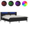 vidaXL Gultas rāmis ar LED sloksnēm Melns 180 x 200 cm Mākslīgā āda