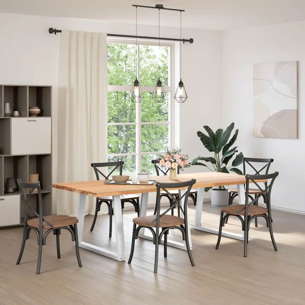 vidaXL ēdamgalda kājas, 3 gab., V-veida, baltas, 100x(72-73,3) cm, tērauds