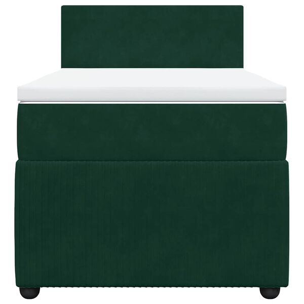 vidaXL atsperu gulta ar matraci, tum&scaron;i zaļ&scaron; samts, 90x200 cm