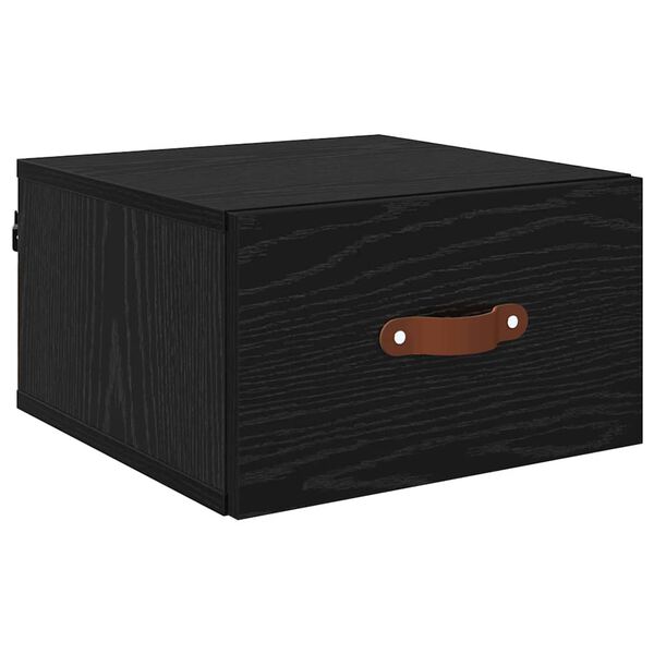 vidaXL Sienā piestiprināms naktsgaldiņ&scaron; Melns ozolkoks 35 x 35 x 20 cm