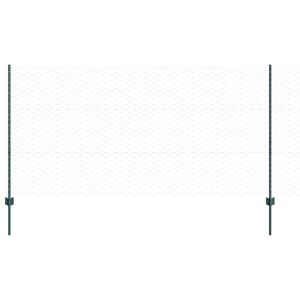 vidaXL Se&scaron;stūra žogs ar stabu 25 x 1,2 m PVC pārklāts tērauds Zaļa