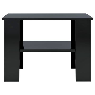 vidaXL kafijas galdiņš, 60x60x42 cm, spīdīgi melns, skaidu plāksne