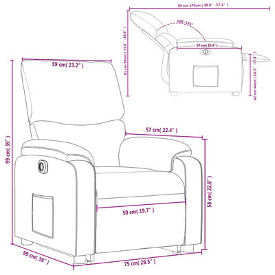 vidaXL elektrisks atpūtas krēsls, paceļams, atgāžams, brūns audums