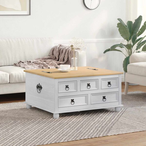 vidaXL storage box ar plauktu Balts 90 x 78 x 45 cm Ciets priedes koks