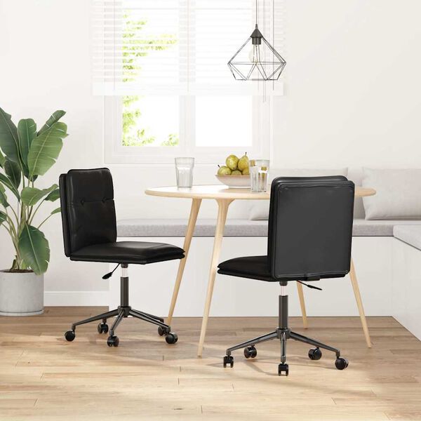 vidaXL virtuves krēsli, 2 gab., melna mākslīgā āda