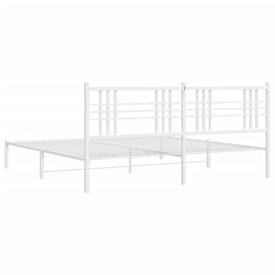 vidaXL gultas rāmis ar galvgali, balts metāls, 193x203 cm