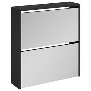 vidaXL apavu plaukts ar spoguli, 2 nodalījumi, melns, 63x17x67 cm