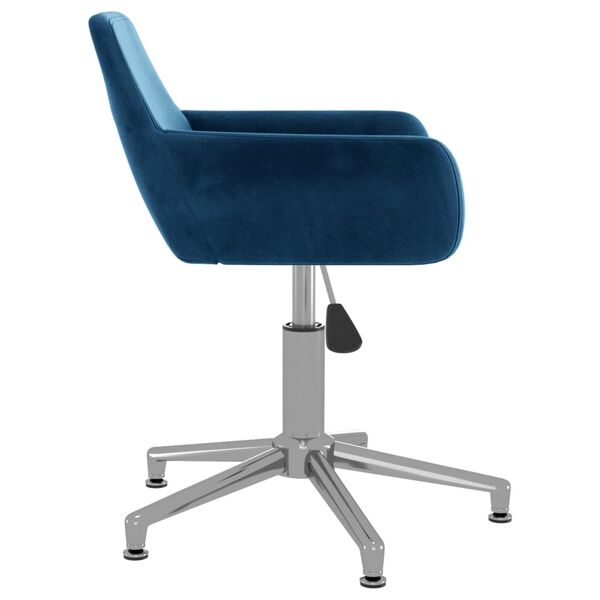 vidaXL grozāms virtuves krēsls, zils samts